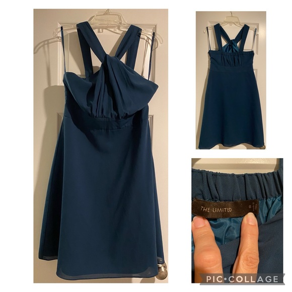 Limited cross cross front teal cocktail dress size 8 - Picture 1 of 5
